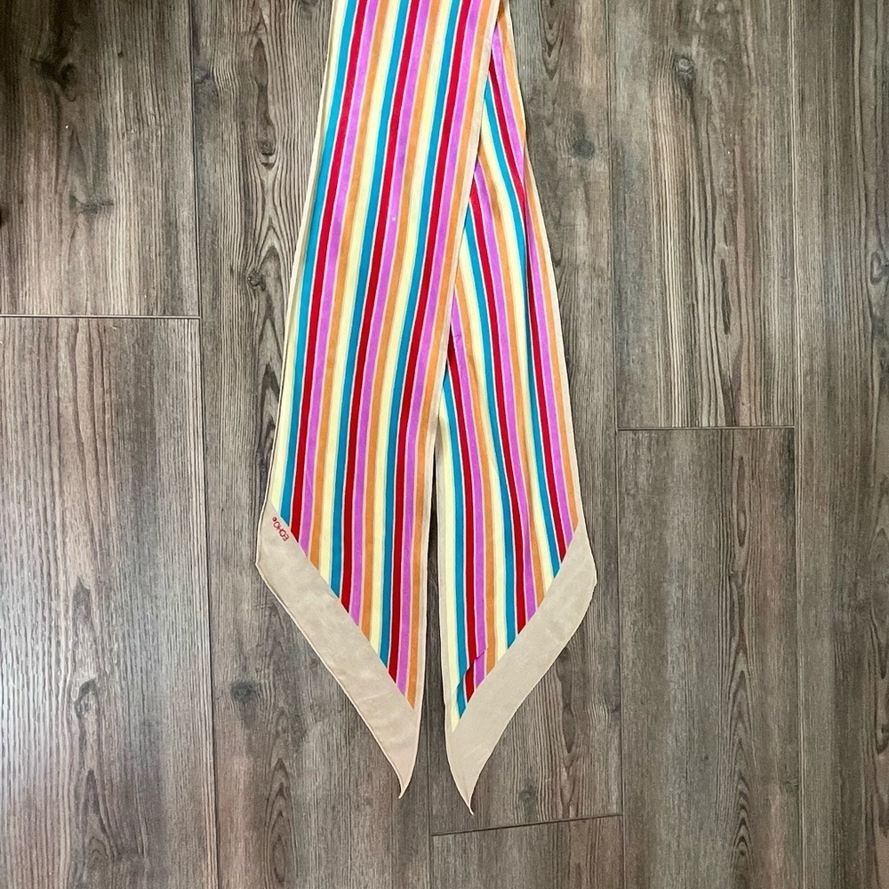 Colorful Striped silk scarf 7/56 inches - Picture 7 of 7